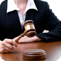 image of a judge about to strike her gavel